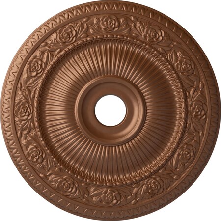 Ekena Millwork Logan Ceiling Medallion (Fits Canopies up to 6 1/8"), 24 1/4"OD x 3 7/8"ID x 2"P, Polished Copper CM24LO1POS